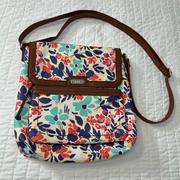 Relic Floral Crossbody Bag with Brown Accents Adjustable Straps - Picture 2 of 12